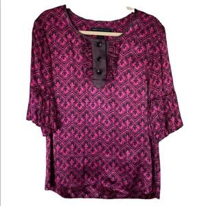 Marc by Marc Jacobs Pink Brown Geometric Top Balloon Short Sleeves SZ XS
